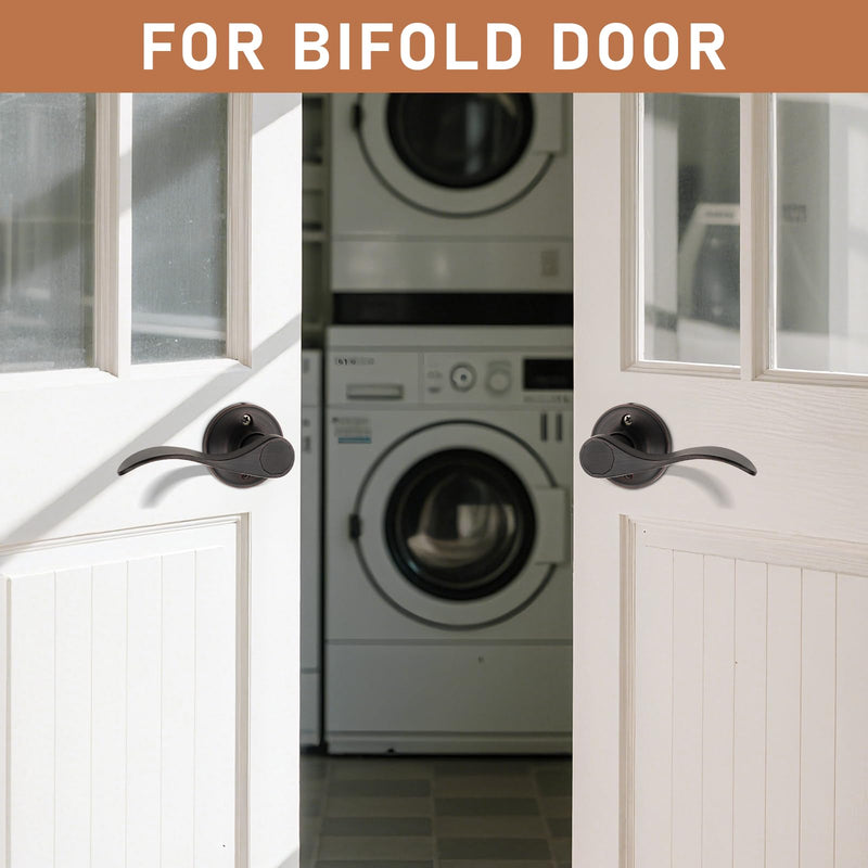 Probrico 2 Pack Dummy Door Lever Wave Style Leverset Right and Left Handed Oil Rubbed Bronze Finish French Door Handles 1 Pack