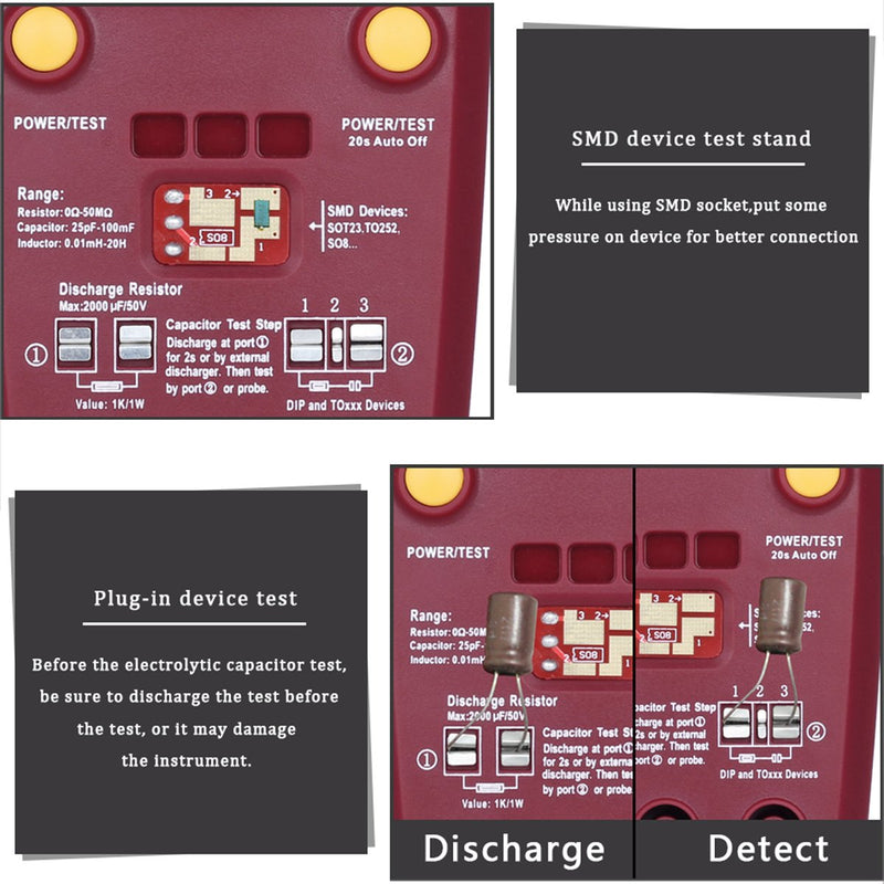 [Australia - AusPower] - BSIDE ESR02 PRO Digital Transistor SMD Components Tester Diode Triode Capacitance Inductance Multimeter ESR Meter Transistor Tester Red 