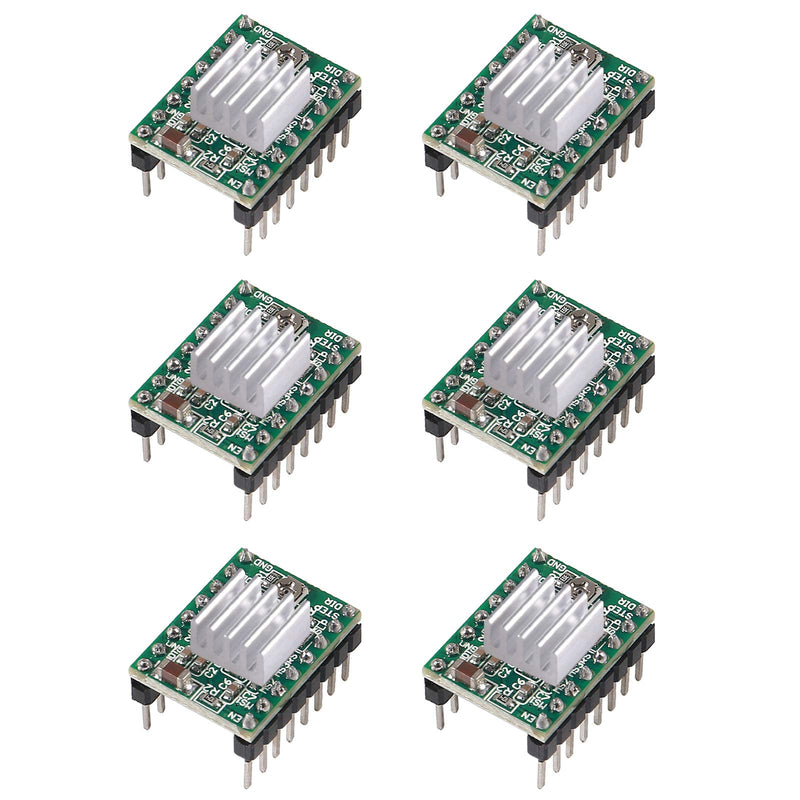 6PCS A4988 Stepstick Stepper Motor Driver Module with Heat Sink for 3D Printer Controller Ramps 1.4,Green (6PCS A4988) 6PCS A4988 Green