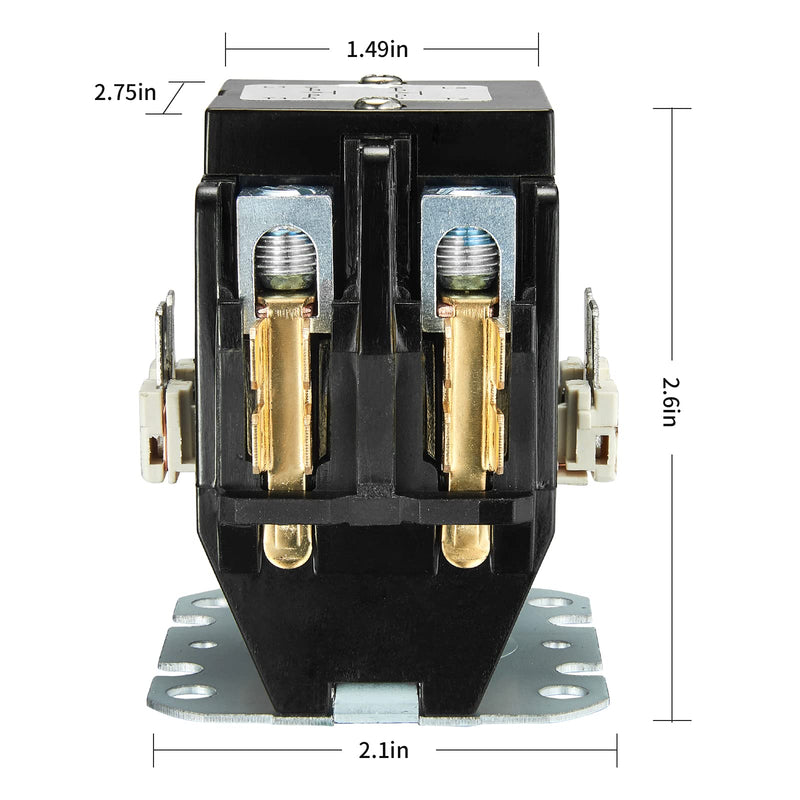 2 Pole AC Contactor, Haoguo Heavy Duty 40Amp 24V Coil Air Conditioner Contactor Condenser Compressor Contactor, Definite Purpose Contactor