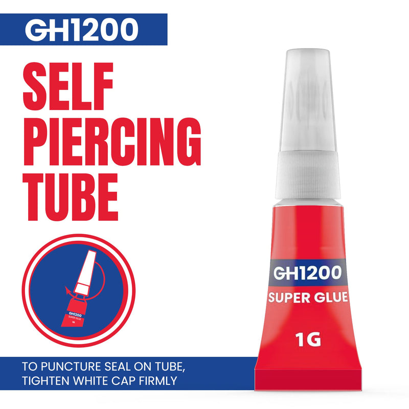 [Australia - AusPower] - 12 Grams Super Glue All Purpose with Anti Clog Cap. Ca Glue - Adhesive SuperGlue. Cyanoacrylate Glue for Hard Plastics, DIY Craft, Metal (12 g) 