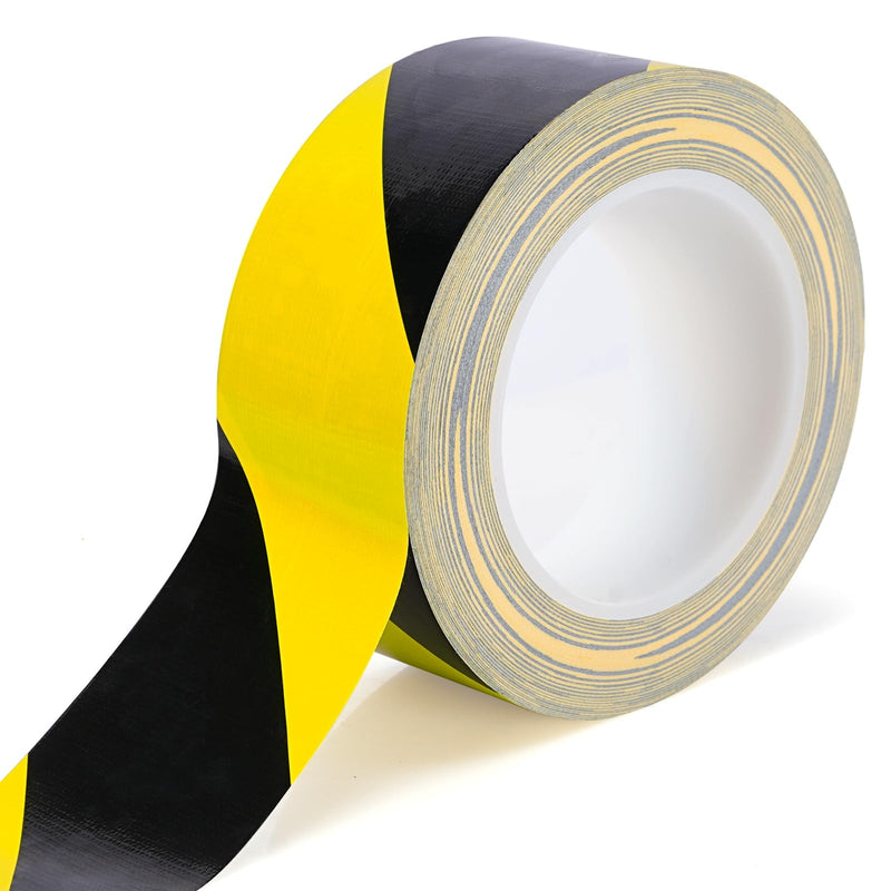 Black Yellow Hazard Warning Tape 2 Inch x 120 Ft, Heavy Duty Cloth Safety Caution Tape for Floor & Aisle Marking in Warehouses, Gyms and Worksites, Strong Adhesive, Wear-Resistant Black & Yellow Duct Tape