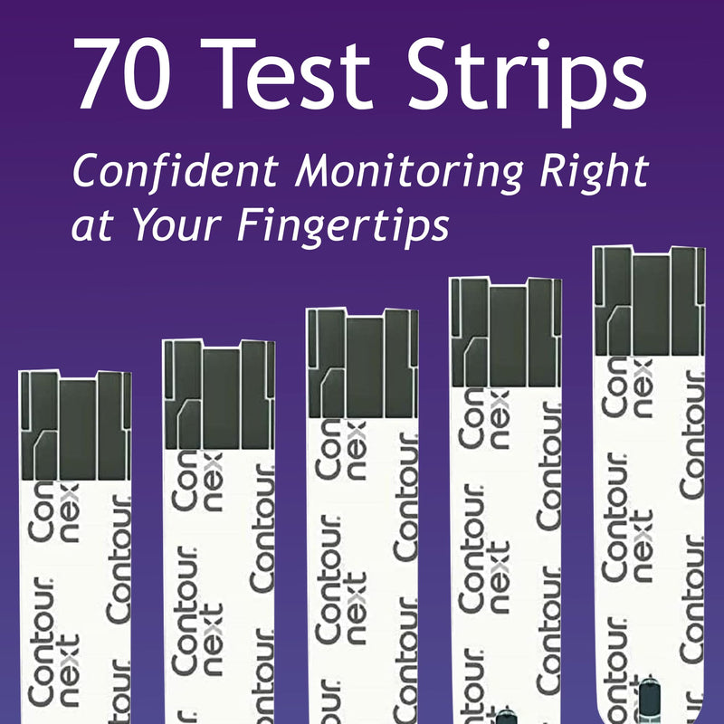 Ascensia Contour Next Blood Glucose Test Strips for Diabetes – 70 Count (1 Pack) - Accurate, No Coding, Second-Chance Sampling, Compatible with All Contour Next Meters for Easy Blood Sugar Testing 70 Count (Pack of 1)