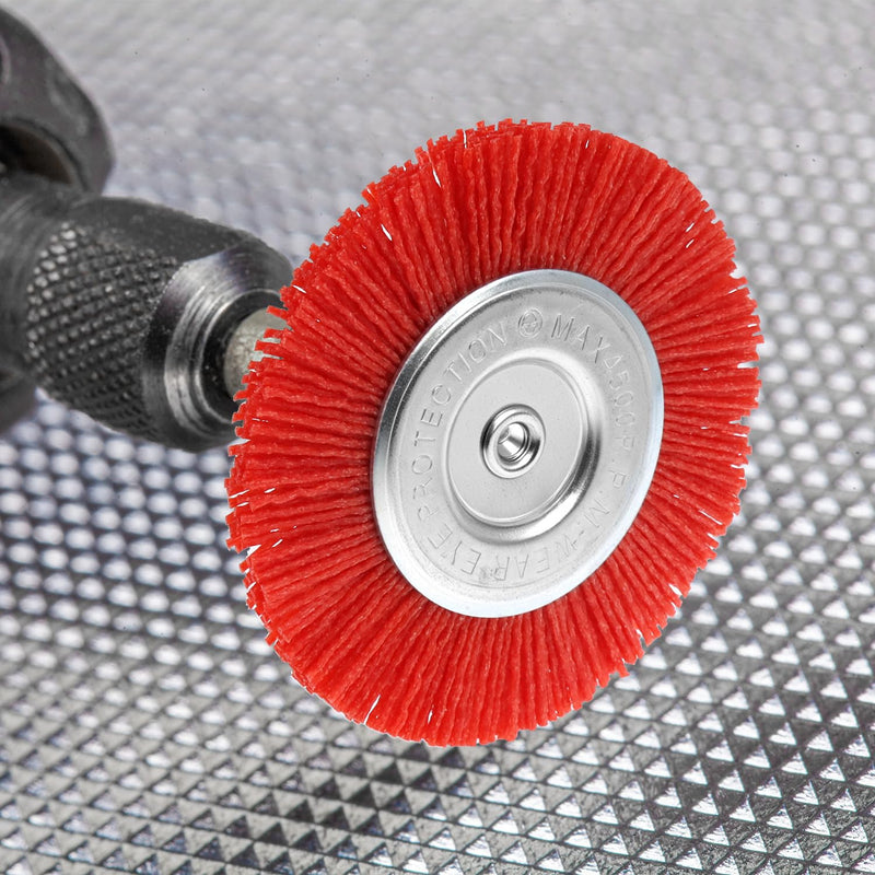 QWORK Nylon Disc Brush Diameter 100 mm, Grit 80, Hexagonal Shaft 1/4 Inch for Efficient Polishing and Grinding Grainy 80
