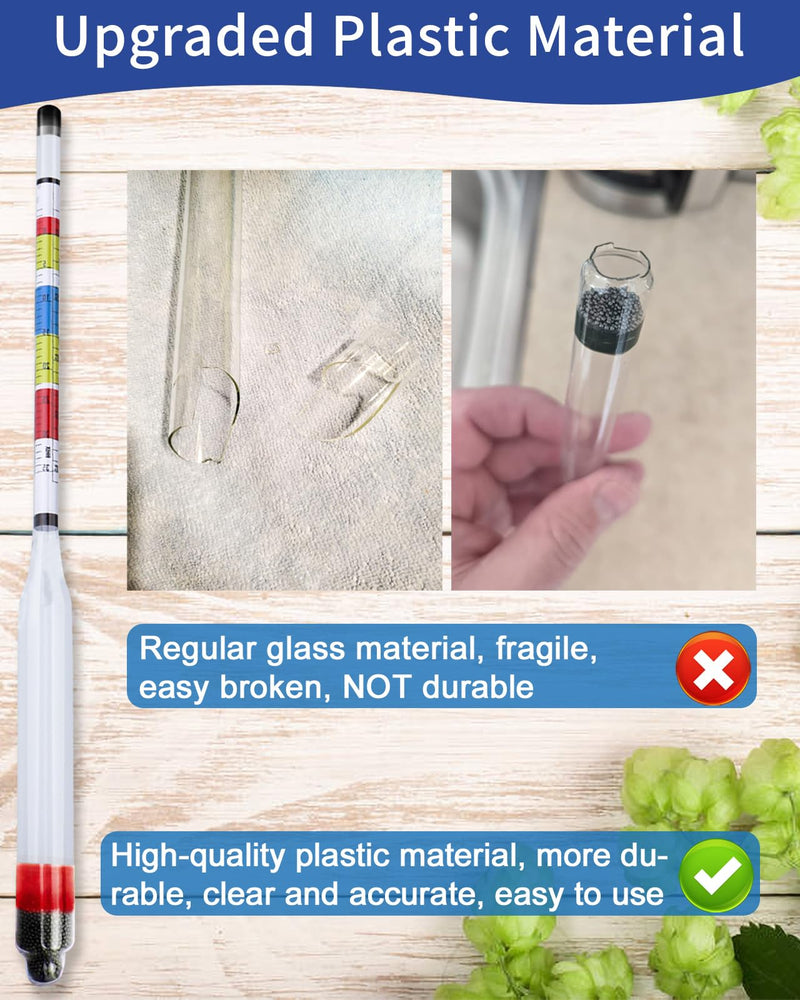 [Australia - AusPower] - CIMALAB Triple Scale Hydrometer, Plastic Specific Gravity Hydrometer for Wine Making, Beer & Kombucha, Mead Making Kit, Brix, ABV Tester, Hydrometer Alcohol Tester for Wine Making Supplies + Test Jar Plastic triple scale hydrometer kit with test jar 