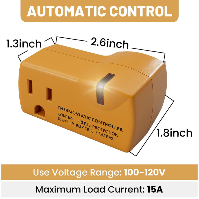 MAXKOSKO 4 PCS Freeze Thermostatically Controlled Outlet，Automatically Turn On Below 38 °F and Off Over 50 °F