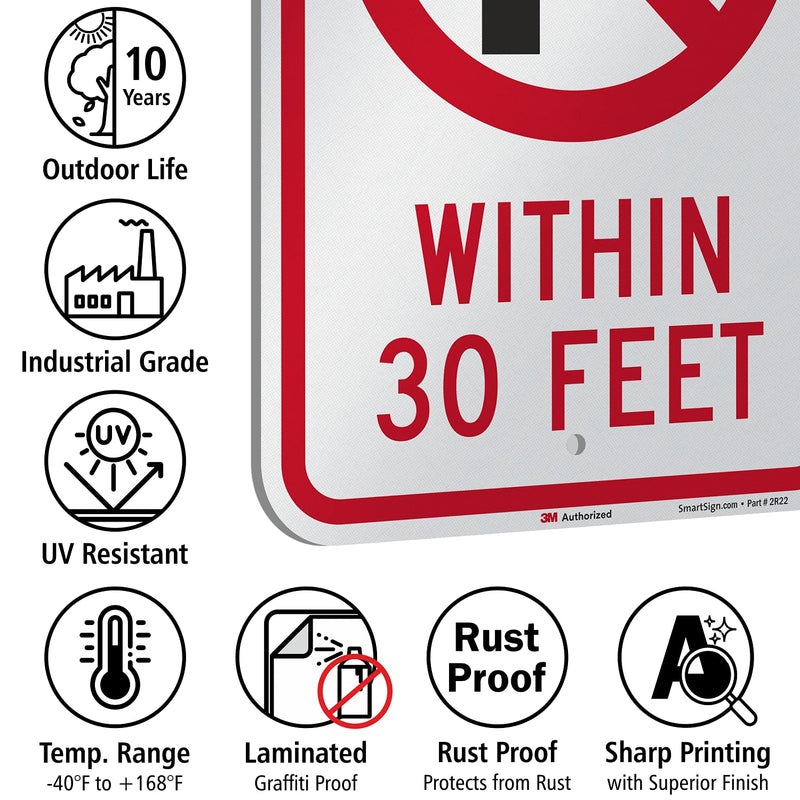 SmartSign "No Parking Within 30 Feet" Sign | 12" x 18" 3M Engineer Grade Reflective Aluminum