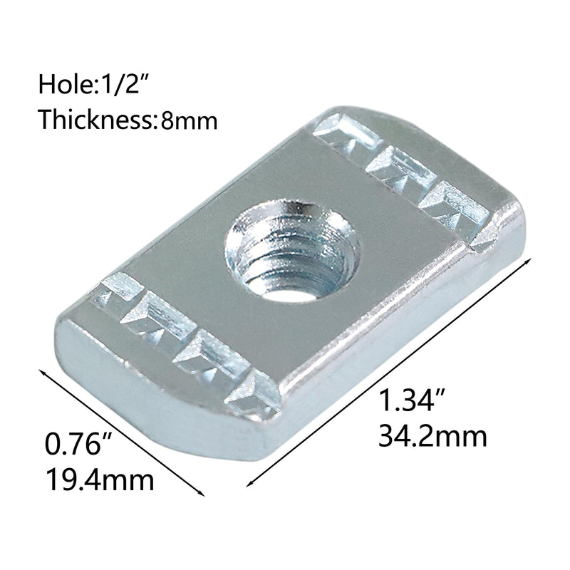 [Australia - AusPower] - 1/2-13 No Spring Nuts, Strut Channel Nuts with Zinc Electroplate Finish, without Spring Nuts for Use with Strut Channel (10 Pack) 1/2-13 Without/No Spring 