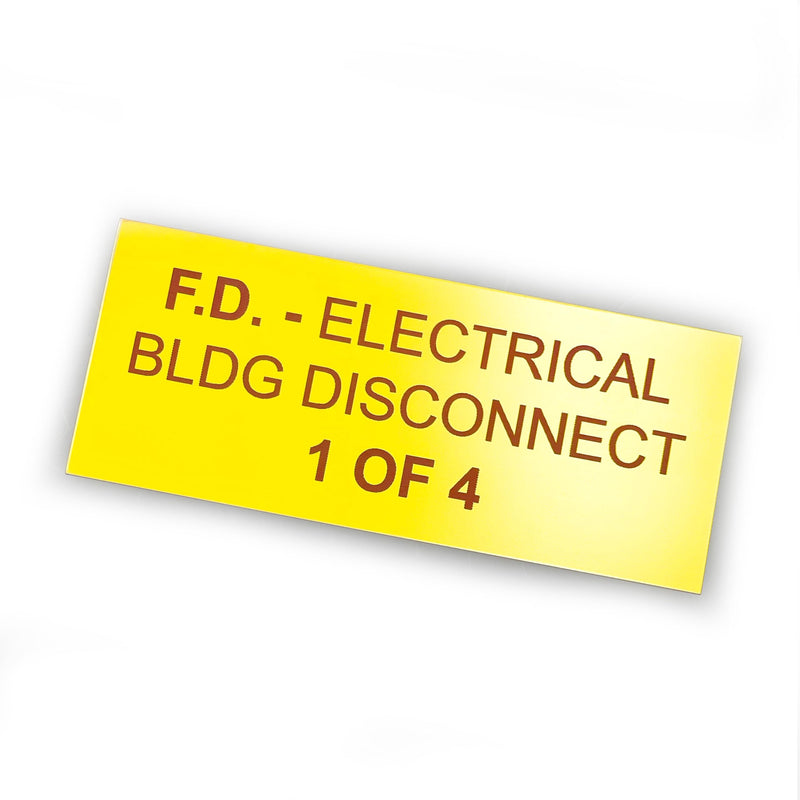 F.D. - Electrical BLDG Disconnect - Placard | Label - Fire Department | Photovoltaic Solar System Install Kit (1of4-2of4-3of4-4of4) 1of4 - 2of4 - 3of4 - 4of4