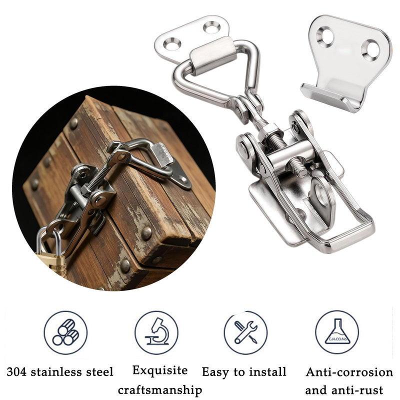 [Australia - AusPower] - Thickened Stainless Steel Toggle Latch Clamp Horizontal or 90 Degree Right Angle Adjustable Buckle with Keyhole 4 Pieces 