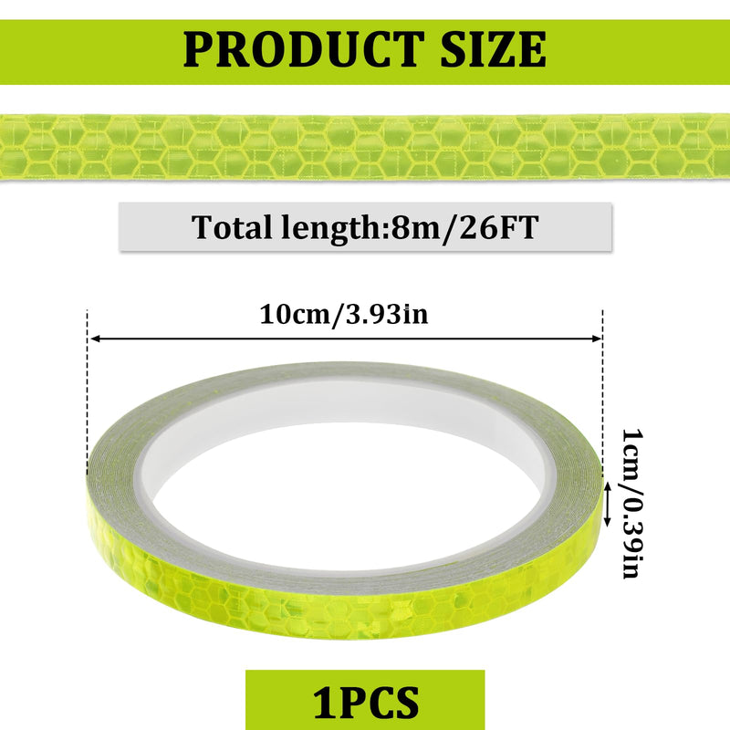 Neon Reflective Tape 0.4In x 26 Feet Tape High Visibility Safety Warning Glow in The Dark Tapes Outdoor Waterproof Strong Adhesive Yellow Fluorescent Reflective Tapes for Bikes Bicycles Trailers