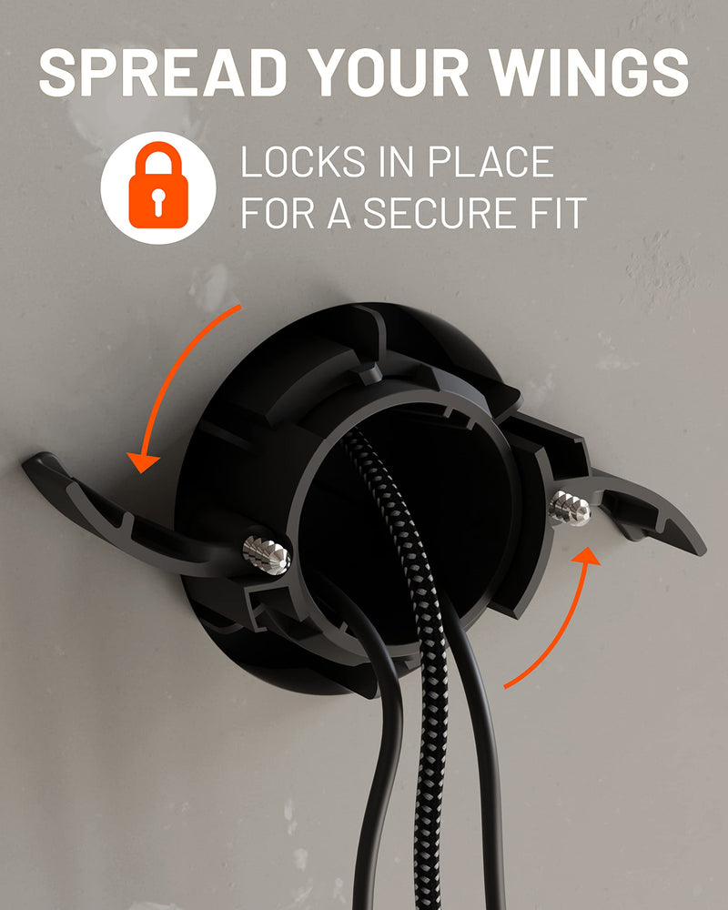 ECHOGEAR TV Cord Hider - 2.5" Mini in Wall Cable Management Kit Cord Concealer for Wall Mounted TVs - Easy 3-Step Install w/Locking Winged Grommets for Secure Fit - Black