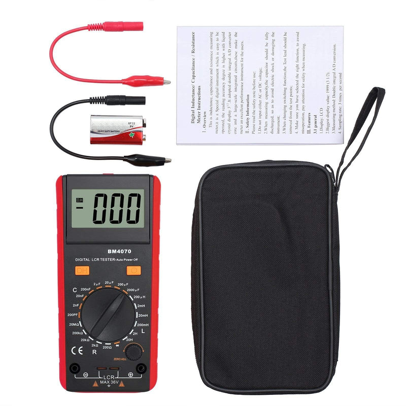 BM4070 LCR Meter Capacitance Inductance Resistance Self-Discharge Digital Instrument with LCD Display 1999 and Data Hold Function for Capacitance Resistance Inductance Measuring Meter