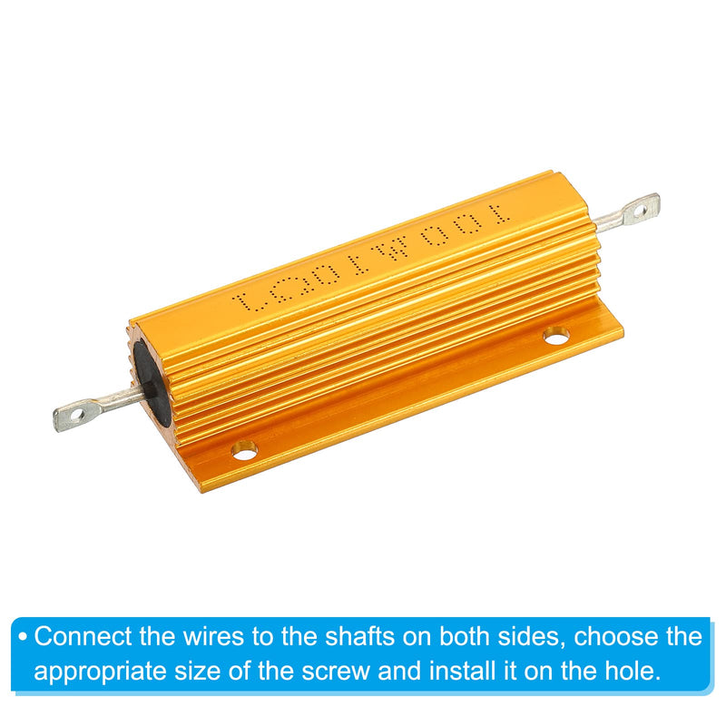 [Australia - AusPower] - PATIKIL 100W 10 Ohm Aluminum Shell Resistor, 2 Pack Aluminum Housing Resistor Housed Case Wirewound Resistors Screw Tap Power Resistor, Golden 