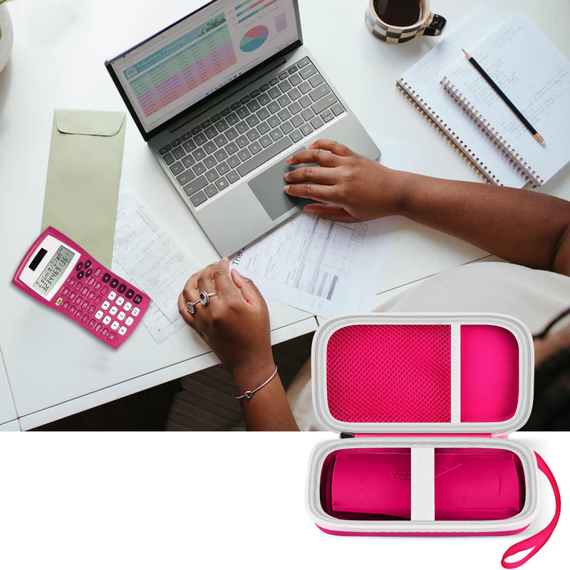 [Australia - AusPower] - Case Only Compatible with Texas Instruments TI-30XIIS Scientific Calculator, Travel Office Calculators Storage Holder Bag with Extra Mesh Pocket for Pens, USB Cables and Accessories - Red Rose Red 