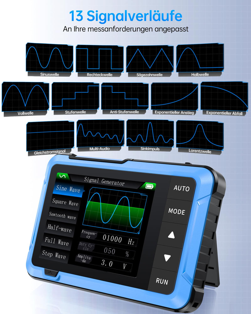 FNIRSI DSO-510 2-in-1 10MHz Handheld Oscilloscope DDS Signal Generator | 48MS/s, 2.8 inch TFT display, digital oscilloscope, one-button auto setup, auto/normal/single trigger modes for electronics