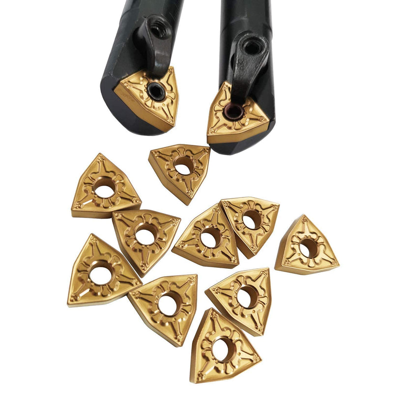 5/8'' x 7'' Turning Tool Indexable Boring Bar S16Q-MWLNR08 + S16Q-MWLNL08 with 10pcs WNMG080404-CM Indexable Carbide Turning Inserts for Metal Lathe Turning Tools