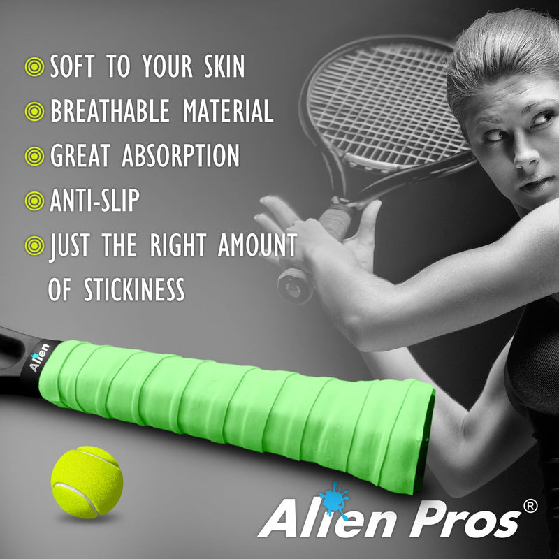 ALIEN PROS 12 Grips Gray & Neon Yellow New Model M-Tac Tennis Racket Grip Tape - Wrap Your Racquet for High Performance