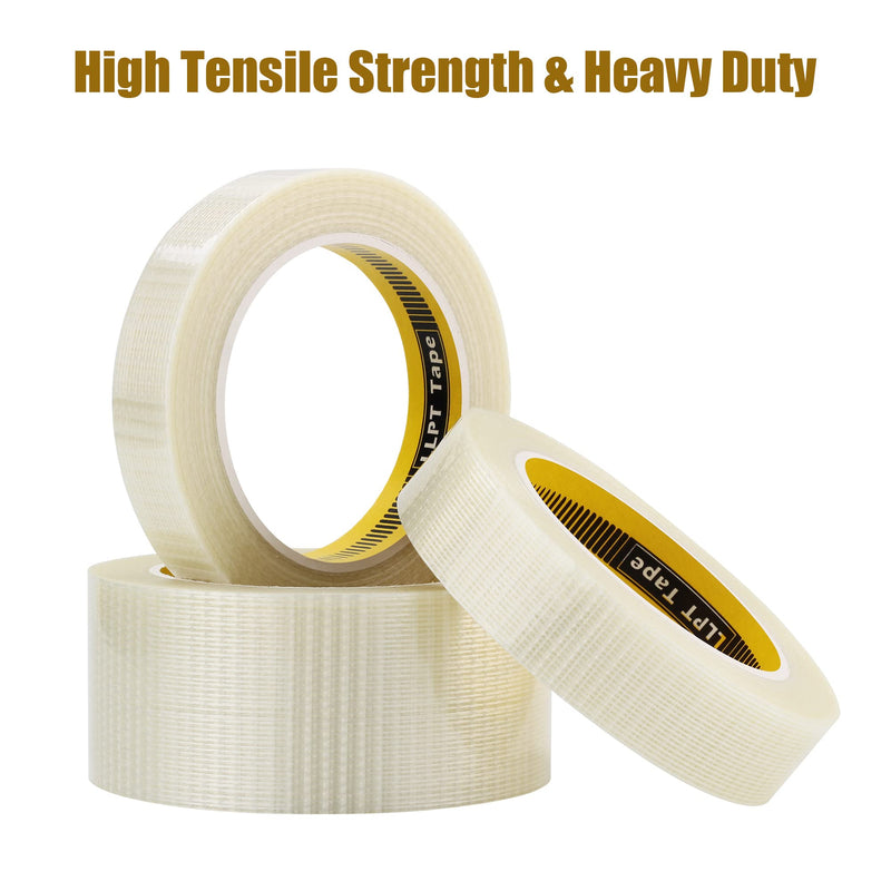 LLPT Filament Strapping Tape Fiberglass Reinforced 3/4" x 36 Yards Each 5.9 Mil 2 Pack Heavy Duty Packing Tape for Mailing Shipping Boxes Bundling (FST1933TT02) 3/4" x 36 yds