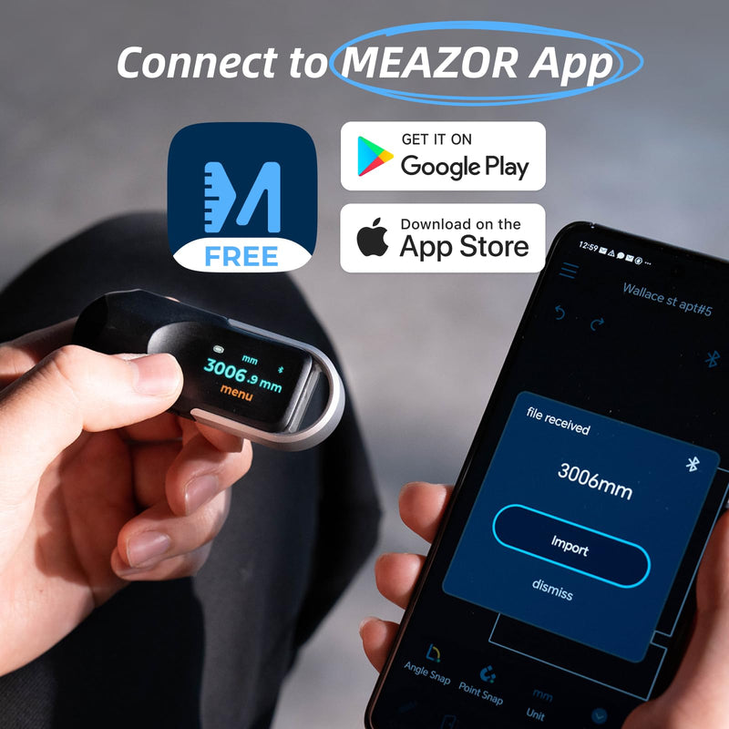 [Australia - AusPower] - HOZO NeoRulerGO Digital Tape Measure with Laser, Smart Rechargeable Measuring Tool for Flat, Curved, Odd Shapes | Bluetooth App | Pocket Size | Cool Gadgets for Dad, Men, Husband 