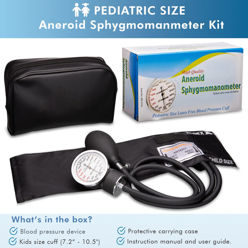 [Australia - AusPower] - NOVAMEDIC Professional Black Pediatric Size Blood Pressure Machine, 7.2”-10.5", Aneroid Sphygmomanometer Medical Supplies, Manual Emergency BP Monitor for High Blood Pressure with Carrying Case 