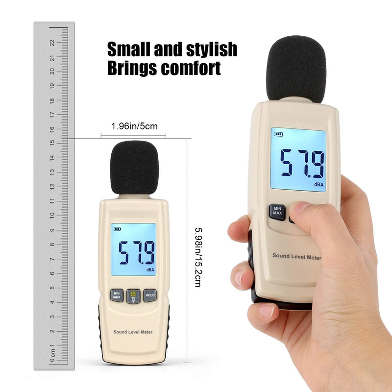 Decibel Meter Sound Pressure Level Meter (SPL) with Backlight Alarm, Portable Sound Decibel Level Meter 30~130dBA, Noise dB Sound Meter Audio Volume Monitoring Instrument Meter for Home Office