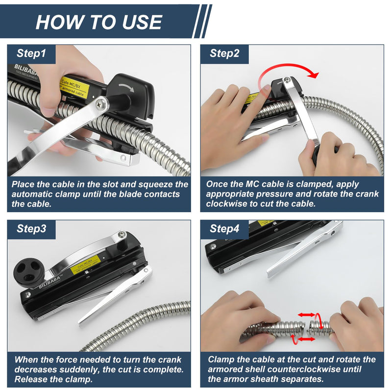 [Australia - AusPower] - MC Cable Cutter, Cuts 3/16" to 7/10" BX/MC Cable, 53725 Cable Cutters with Blades Storage 
