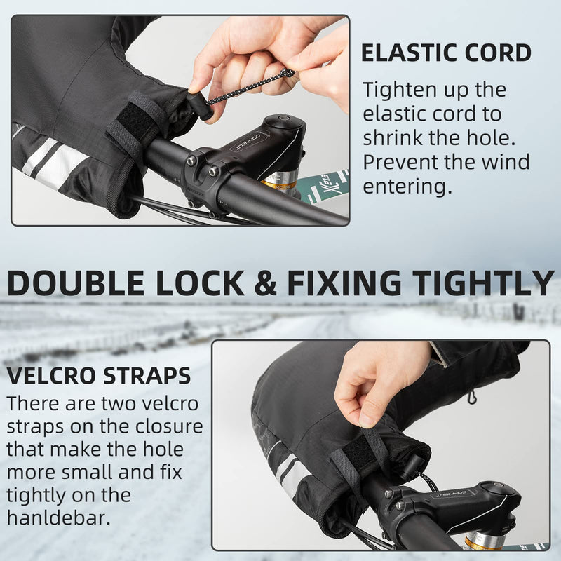 [Australia - AusPower] - ROCKBROS Handlebar Covers Mountain Bike Bicycle Handlebar Warmers Cold Weather Bike Pogies Windproof Thinsulate Thermal Winter Handlebar Gloves for Mountain Bikes, ATV, Snow Mobile, Motorcycles 