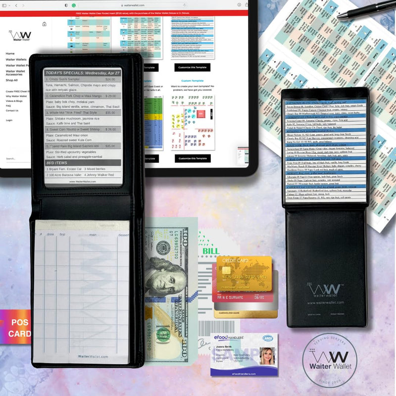 [Australia - AusPower] - Jr. Deluxe Server Book Organizer with Clear Pocket Insert | includes Restaurant Guest Order Pad |Pocket Size fits Apron and most Pant Pockets | 4" x 5.75" Jr. Deluxe (4" x 5.75") Black 