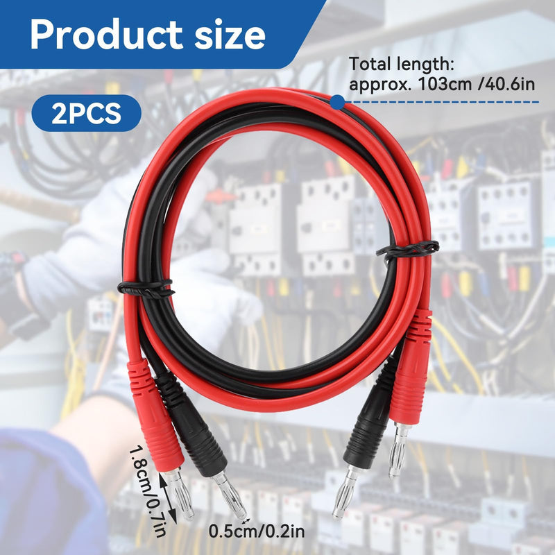 [Australia - AusPower] - Agatige Test Cable, P1041 2Pcs 4mm Banana Plug to Banana Plug Test Cable Multimeter Testing Cables Multimeter Clip Wires for Electrical Testing 