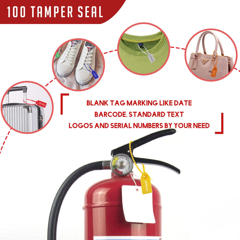 [Australia - AusPower] - 100 Pcs Fire Extinguisher Tags,Security Retail Anti-Theft Self-Locking Shoe Tag,Anti-Tamper Disposable Plastic Seals 250mm Length (White) White 