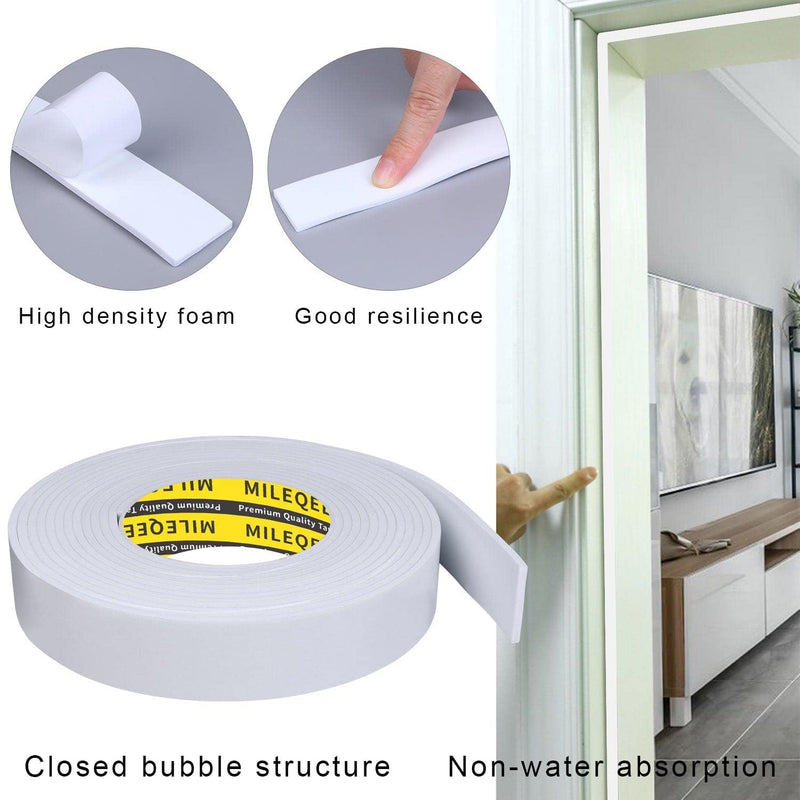 Single-Sided Adhesive Foam Tape EVA White, Multipurpose Sponge Sealing Strip Window Door Insulation Table Edge Protector Wall Bumper Guards, 3.15in x 16.4FT 3.15 Inchx 16.4FT