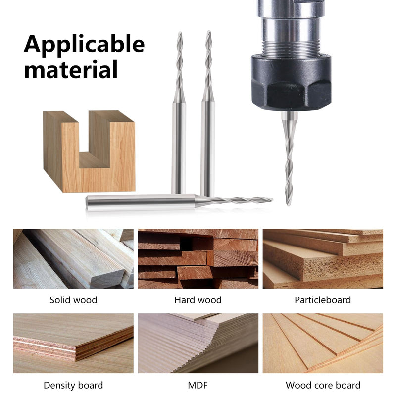 [Australia - AusPower] - HOZLY Ball Nose End Mill CNC Router Bits, 1/8" Shank 1/16 Cutting Dia for CNC Machine Milling Toos Router Bits Spiral Milling Cutter Engraving Carving Tool for MDF Acrylic Wood PVC (10) 10 