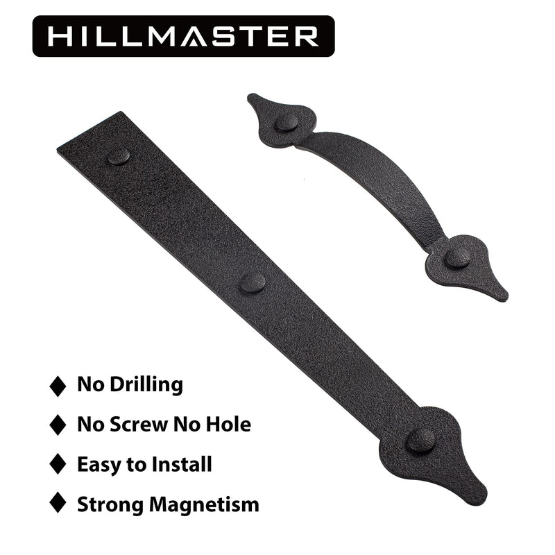 HILLMASTER Decorative Magnetic Garage Door Hinges Hardware, 12 Pieces Garage Door Accents Attractive Curb Appeal Faux Gate Hinges Handles Decor Hardware Kit, Black Rustic