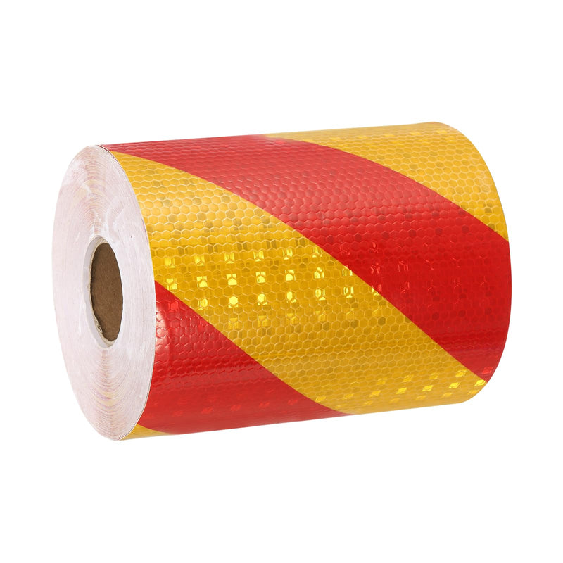 MECCANIXITY Reflective Tape, 6 Inch x 82 ft Warning Safety Sticker Night Reflectors Self-Adhesive Trailer Reflector Twill Tape for Cars Trucks Trailer, Yellow Red 6 Inch x 82 Feet