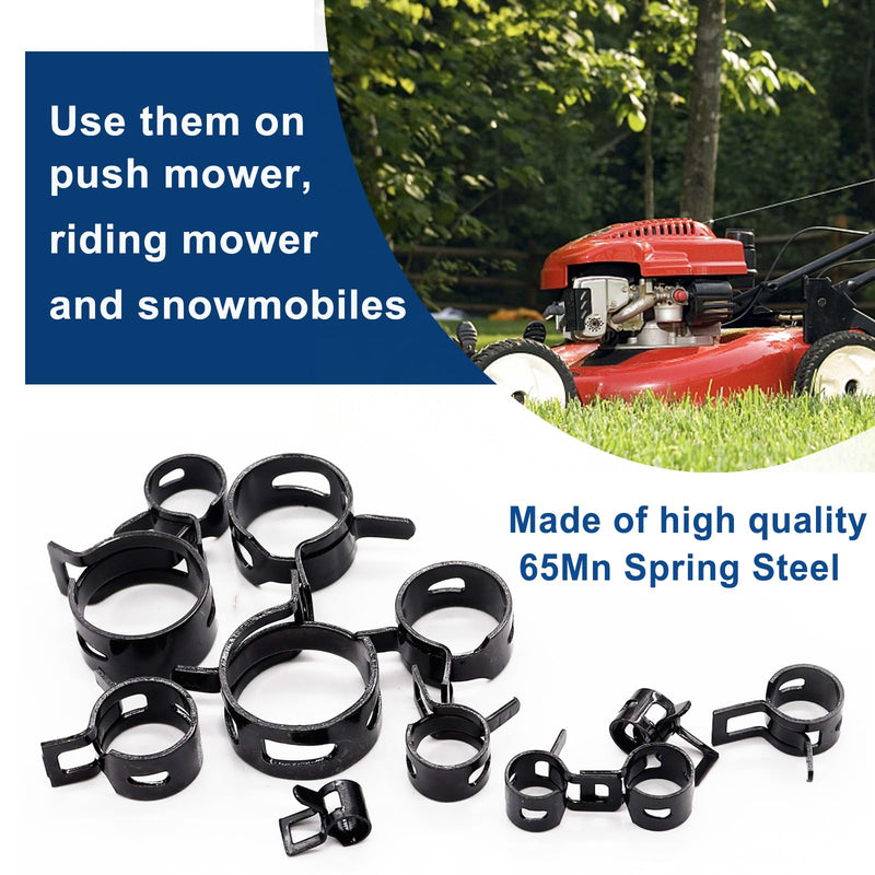 [Australia - AusPower] - Tnisesm 80Pcs Spring Band Hose Clamps Assortment kits Silicone Vacuum Hose Pipe Clamp 7mm 9mm 10mm 11mm 14mm 15mm 16mm 18mm Low Pressure Air Clip Clamp(Black) 