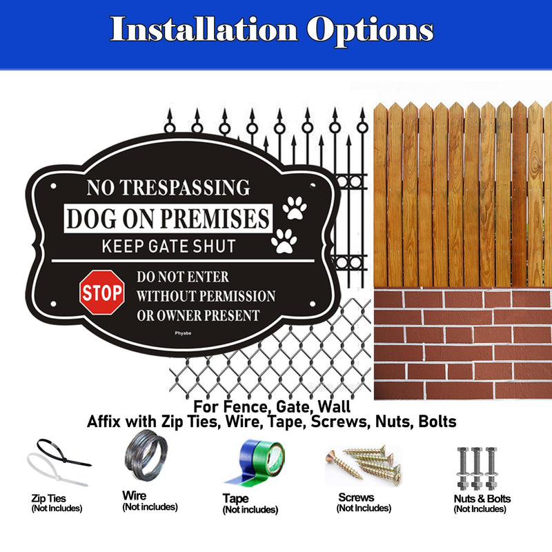 [Australia - AusPower] - 2 Pack No Trespassing Dog On Premises Keep Gate Shut Do Not Enter Sign, 10 x 7 inch Rust Free Aluminum Dog Sign, Weather Resistant, Waterproof, Durable Ink, Easy to Install 