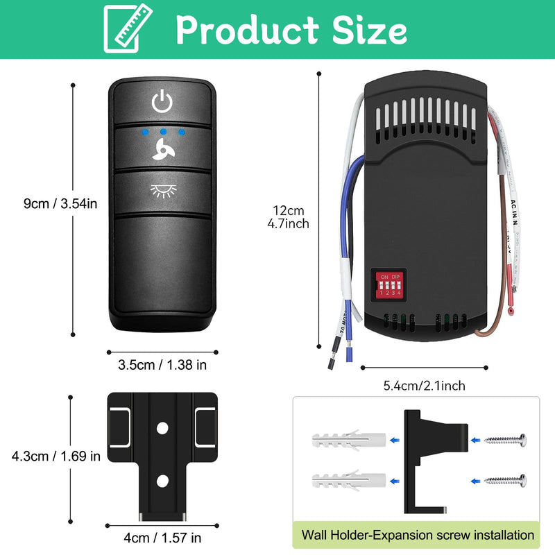 [Australia - AusPower] - Hampton Bay Ceiling Fan Remote, Universal Ceiling Fan Remote Control Kit, 3-Speed, Light Dimmer, Time Delay, Replacement for Hampton Bay Home Decorators Collection Hunter KUJCE10318, 2AAZPHD3/HD3 Remote Control Kit (Hampton Bay) 