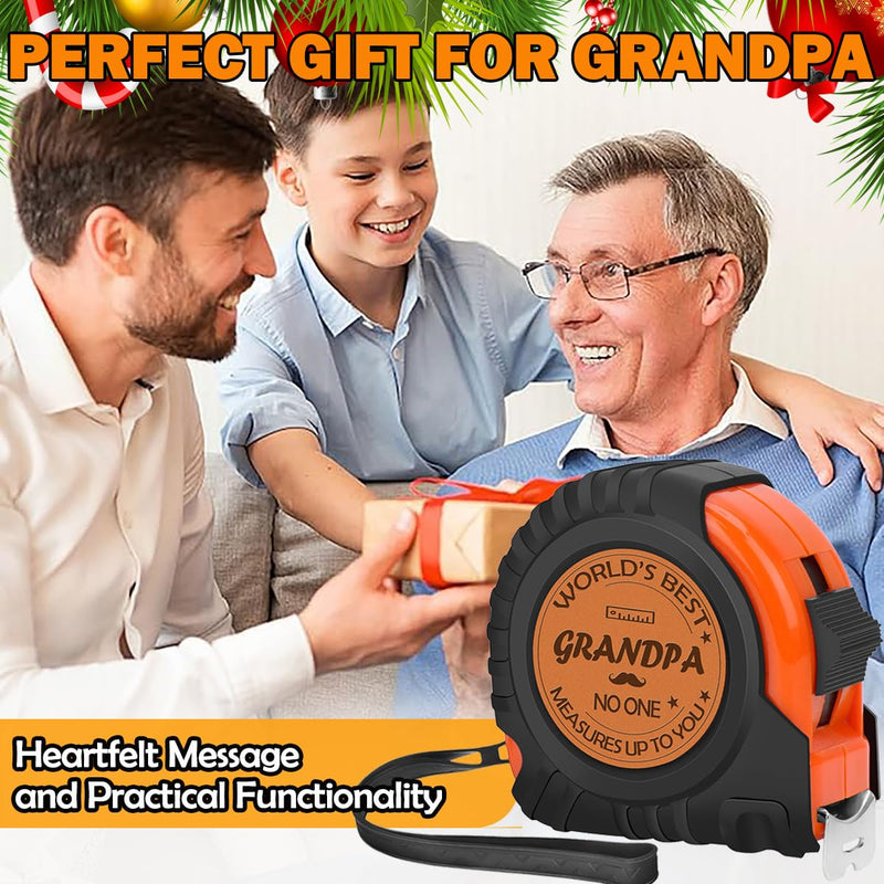 [Australia - AusPower] - Grandpa Father's Dad Gifts, Gifts for PAPA from Daughter Son, Genuine Leather Engraved 25 FT Tape Measure Tool Gifts for Men Grandpa 
