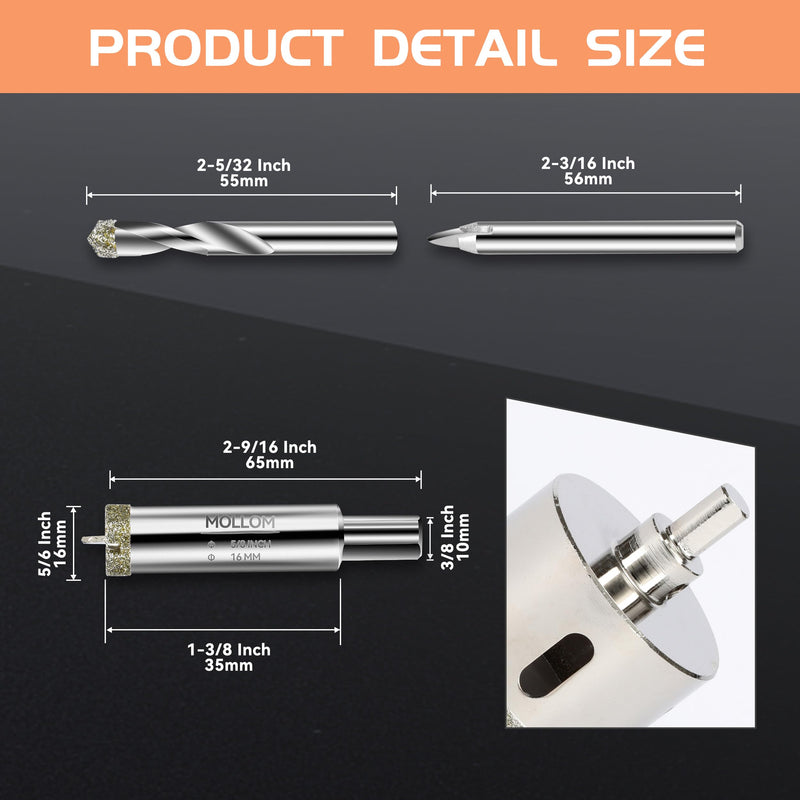 [Australia - AusPower] - 5/8" (16mm) Diamond Hole Saw with 2Pcs Removable Pilot Drill Bit Smooth Cutting for Porcelain Tiles,Glass,Ceramic,Marble,Fiberglass,etc 16mm | 5/8" Single Pack 