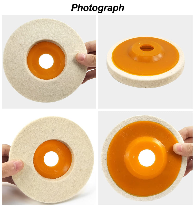 4 x Wool Polishing Attachment, 125 mm Polishing Disc for Angle Grinder and Drill, Sanding Sanding Tool (Extra Thick 12 mm) 4