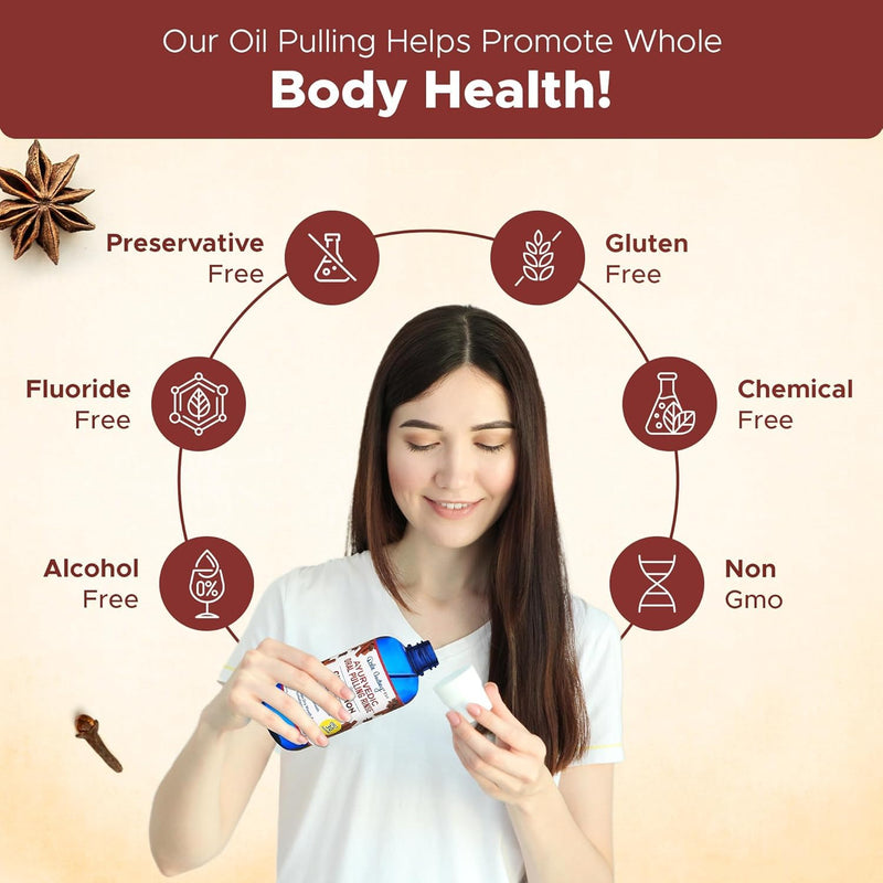 Pack of 3 Ayurvedic Organic Oil Pulling for Teeth & Gums | Natural Cinnamon Flavored Oral Rinse Mouthwash | Essential Oils for Healthy Gums & Bad Breath | Teeth Whitening & Fresh Breath-8 FL Oz 8 Fl Oz (Pack of 3)