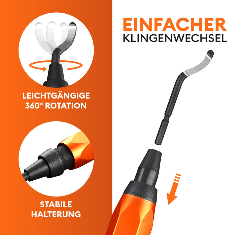 Deburrer [incl. 11 blades] for plastic (also 3D printing), metal, stainless steel - hand deburrer Includes 11 blades