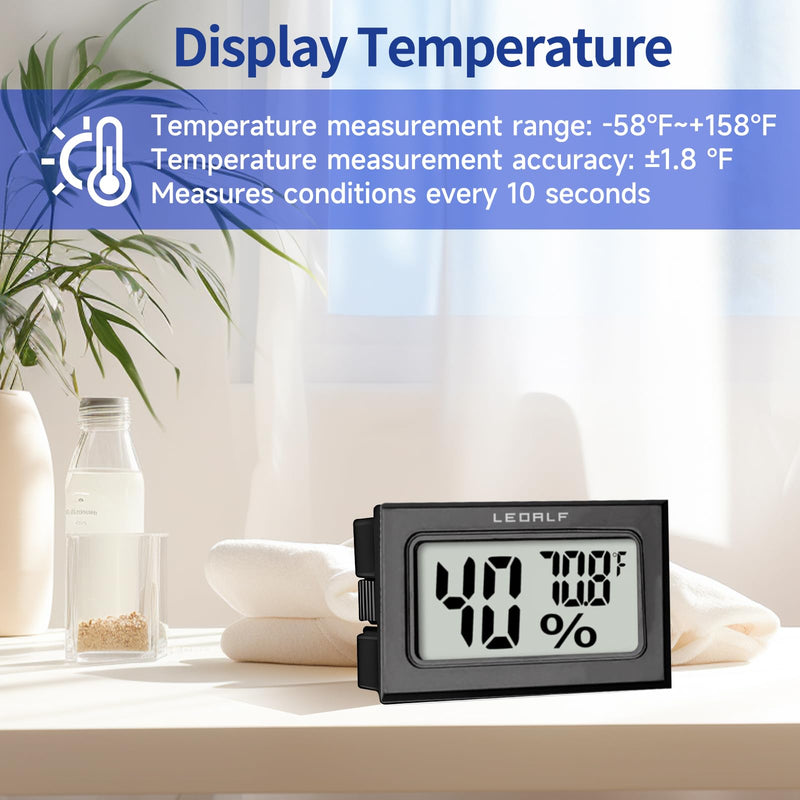 Humidity Meter Hygrometer Room Thermometer Indoor Digital Temperature and Humidity Monitor Mini Hygrometer Thermometer for House Office Home Garden and Cellar, 6 Pack Style B-Black-6pcs