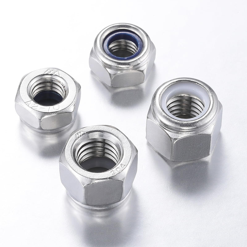 [Australia - AusPower] - Wensilon(160pcs) Metric Self Clinching Nuts Kit 304 Stainless Steel Self-Lock Nylon Inserted Hex Lock Nuts Set,M3 M4 M5 M6 M8 M10 