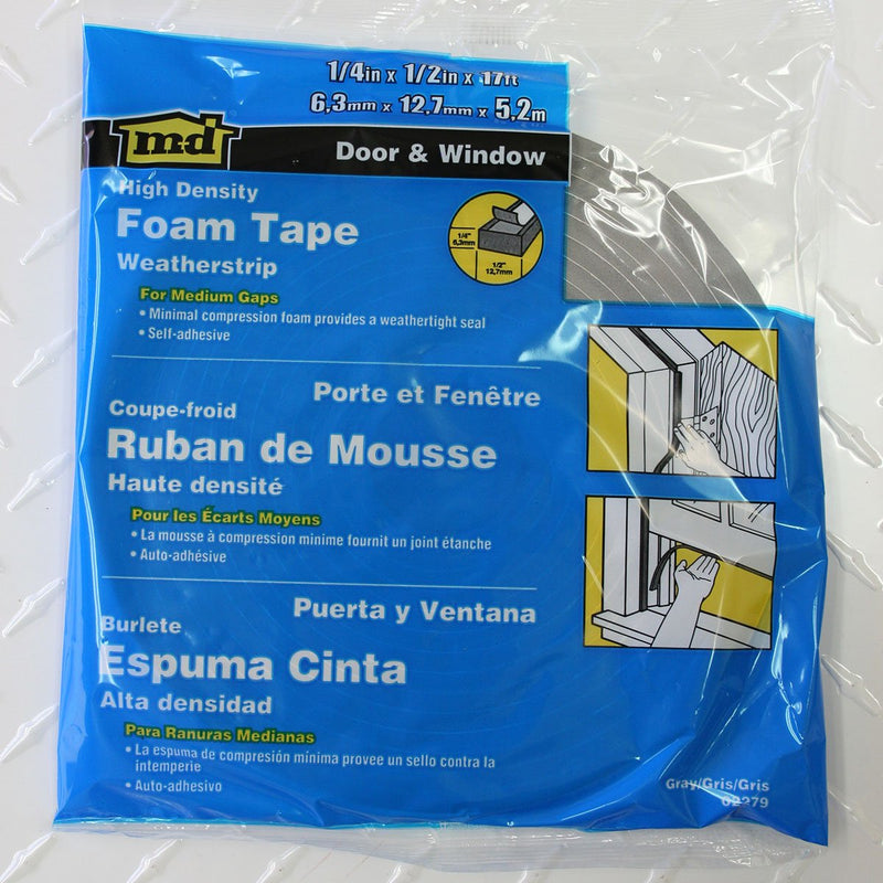 [Australia - AusPower] - Weather Proof Closed Cell PVC Foam Tape MD Building Products 02279 Gray 1/4" x 1/2" x 17' 
