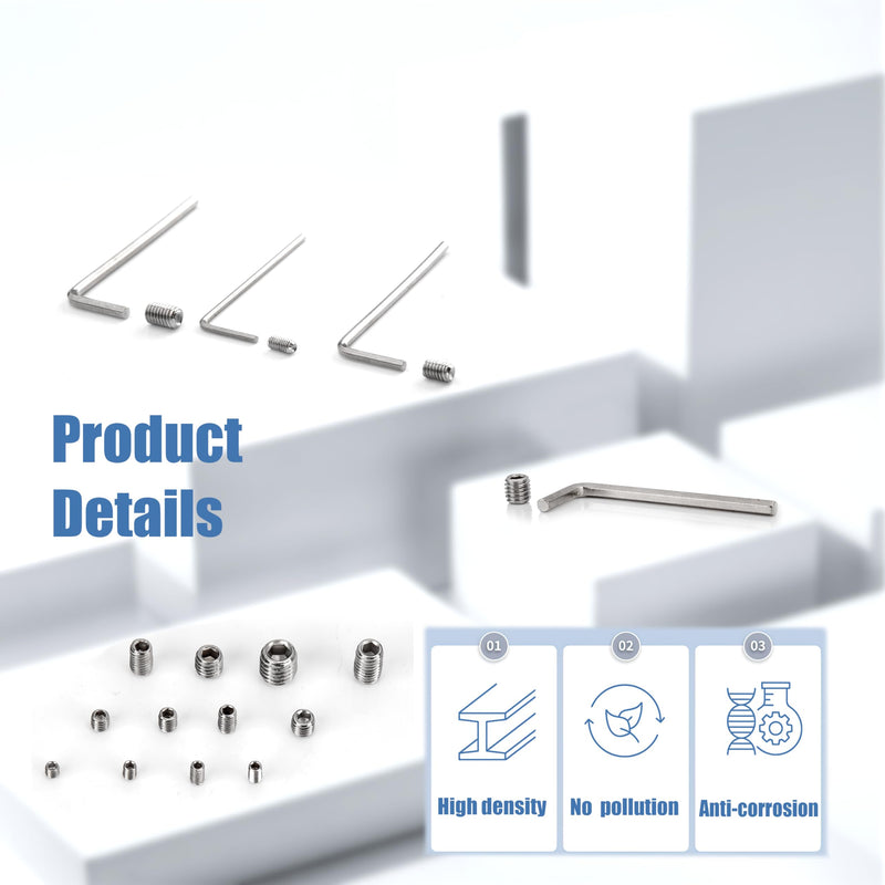[Australia - AusPower] - 595pcs Set Screws Assortment Kit, Allen Head Grub Screws, M3 M4 M5 M6 Metric Hex Socket Head Headless Screws,Internal Hex Drive Cup-Point Screws Set, 12 Sizes, Include 5 Pcs Hex Wrenches 595 