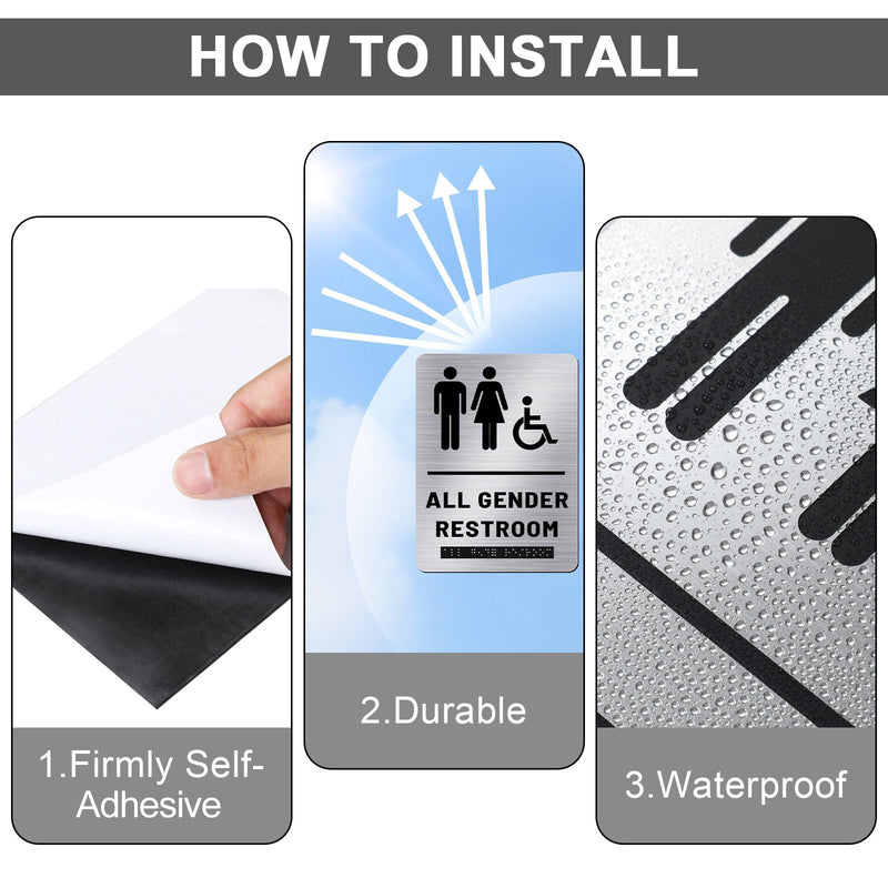 [Australia - AusPower] - Oudain All Gender Restroom Sign Unisex Handicap Bathroom Sign Braille Bathroom Door Sign by Ada Compliant Raised Icons Wheelchair Restroom Signs for Business Restaurant(1 Piece) 1 