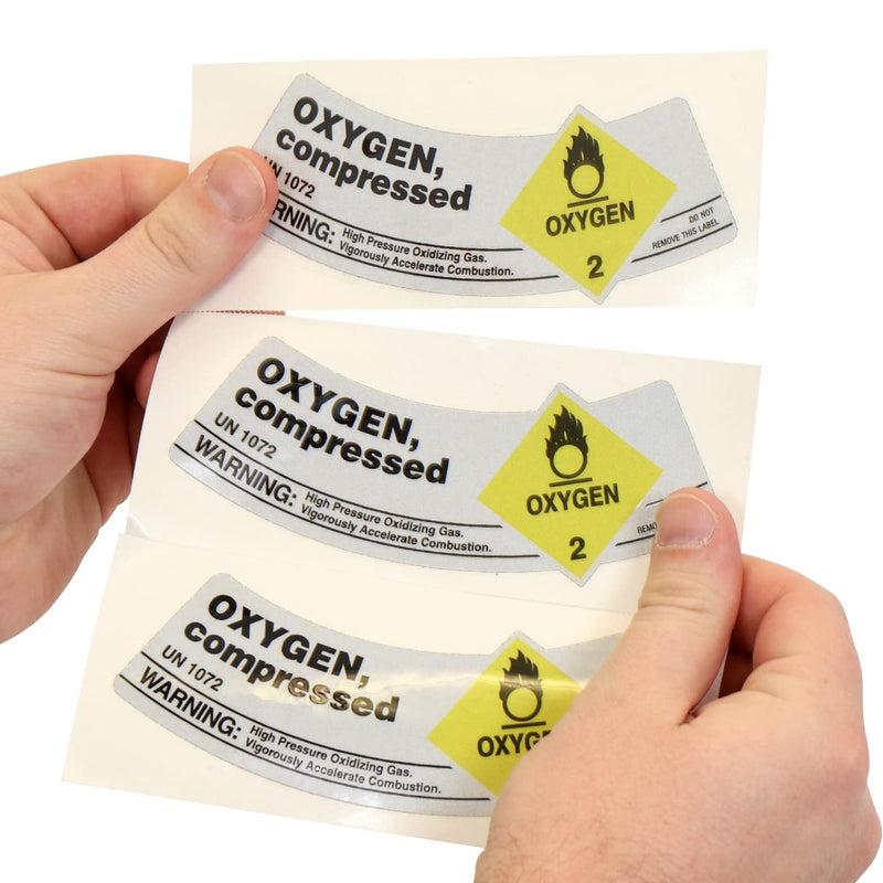 SmartSign Oxygen - Compressed Pack of 25 Gas Cylinder Shoulder Labels | 2" x 5.25" Vinyl, Made in USA