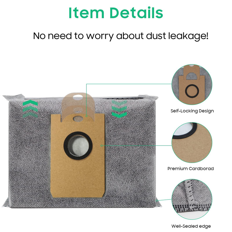 Leemone 10 PACK Dust Bags for eufy RoboVac L35 Hybrid/L35 Hybrid+ LR30 Hybrid/LR30 LR20 Auto-Empty Station, 4 Layer Filtration System with Activated Carbon Fabric to Remove Unwanted Odors 10 Pack L35 Dust Bags
